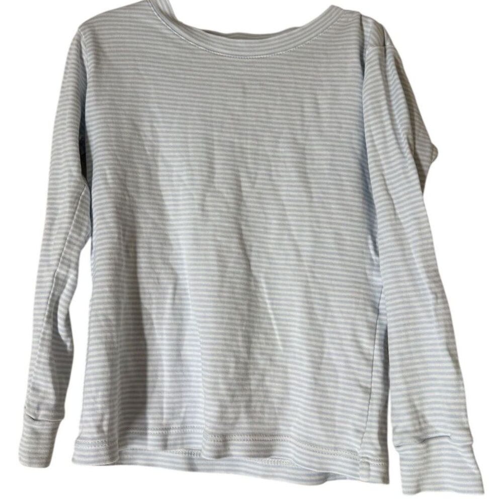 Kissy Kissy White Blue Striped Pima Cotton Pajama Top Kids Size 6 Natural Peru